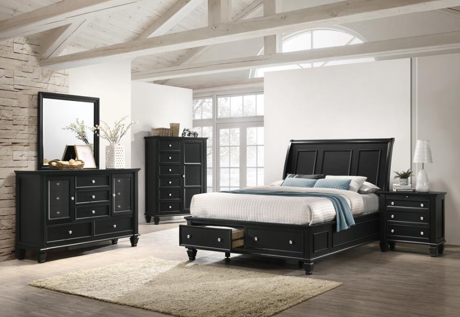 Sandy Beach Black 4-Piece Queen Bedroom Set