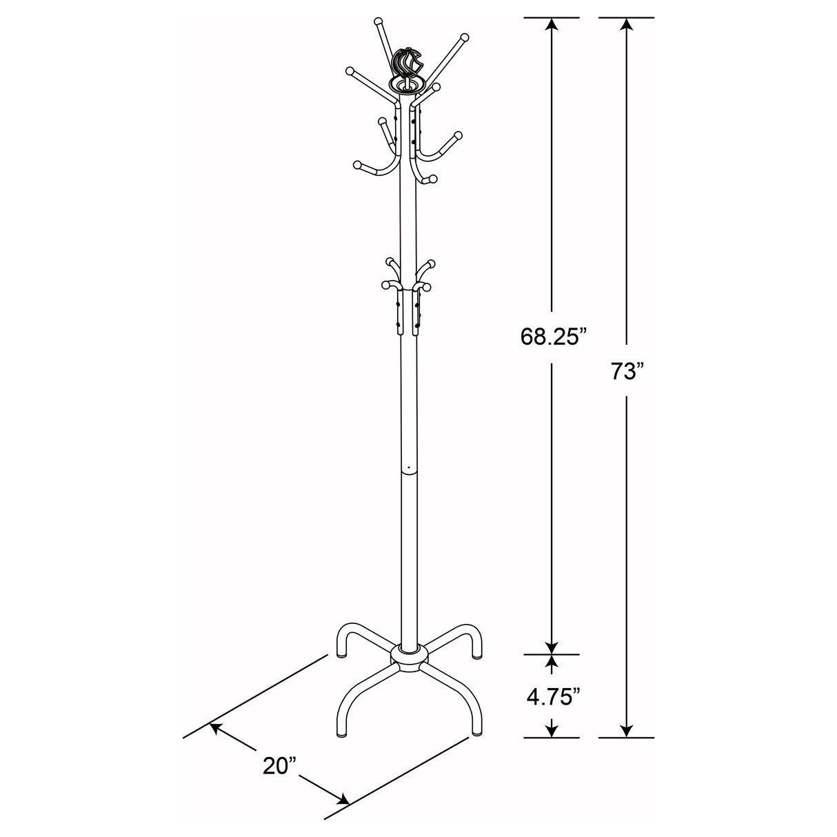 Collier 12-Hook Coat Rack Black