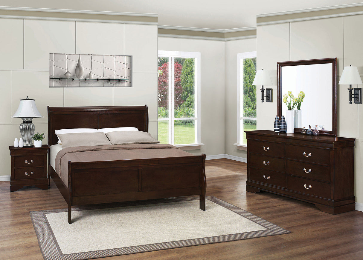 Louis Philippe Cappuccino 4-Piece Full Bedroom Set