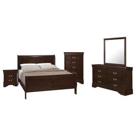 Louis Philippe Cappuccino 5-Piece Full Bedroom Set