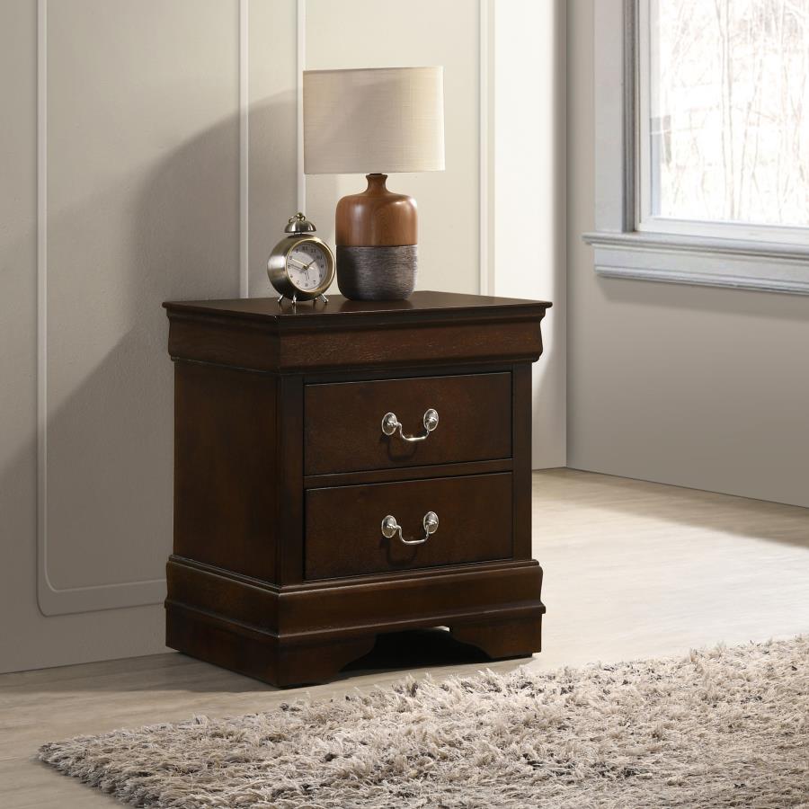 Louis Philippe 2-Drawer Nightstand Cappuccino