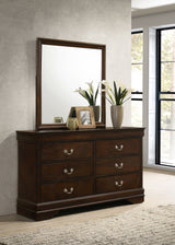 Louis Philippe Cappuccino 6-Drawer Dresser With Mirror