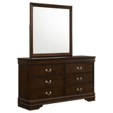 Louis Philippe Cappuccino 6-Drawer Dresser With Mirror