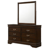 Louis Philippe Cappuccino 6-Drawer Dresser With Mirror