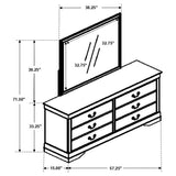 Louis Philippe Cappuccino 6-Drawer Dresser With Mirror