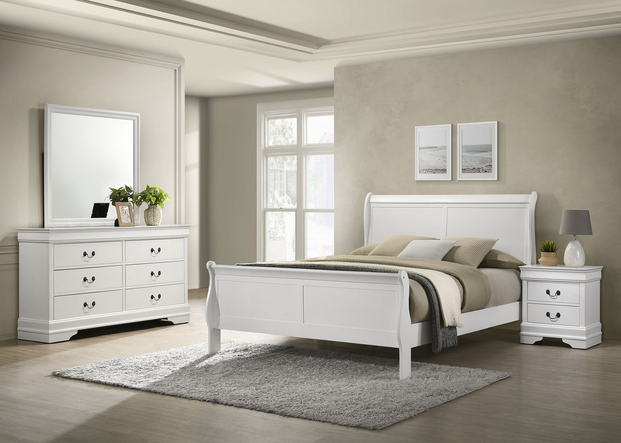 Louis Philippe White 4-Piece Full Bedroom Set