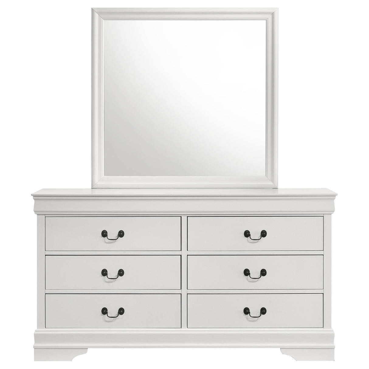 Louis Philippe White 6-Drawer Dresser And Mirror