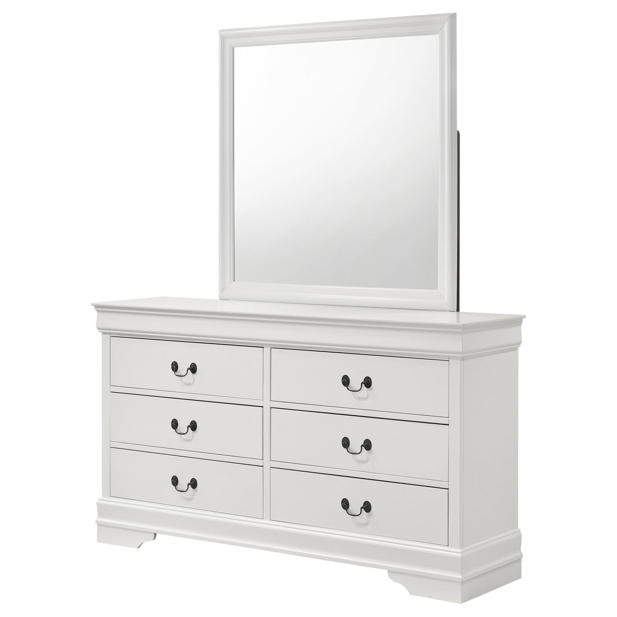 Louis Philippe White 6-Drawer Dresser And Mirror