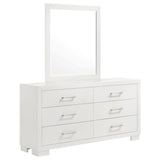 Jessica Snow White 6-Drawer Dresser With Mirror Cream