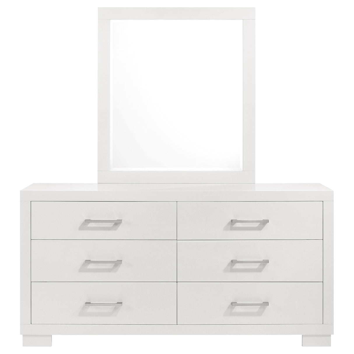 Jessica Snow White 6-Drawer Dresser With Mirror Cream