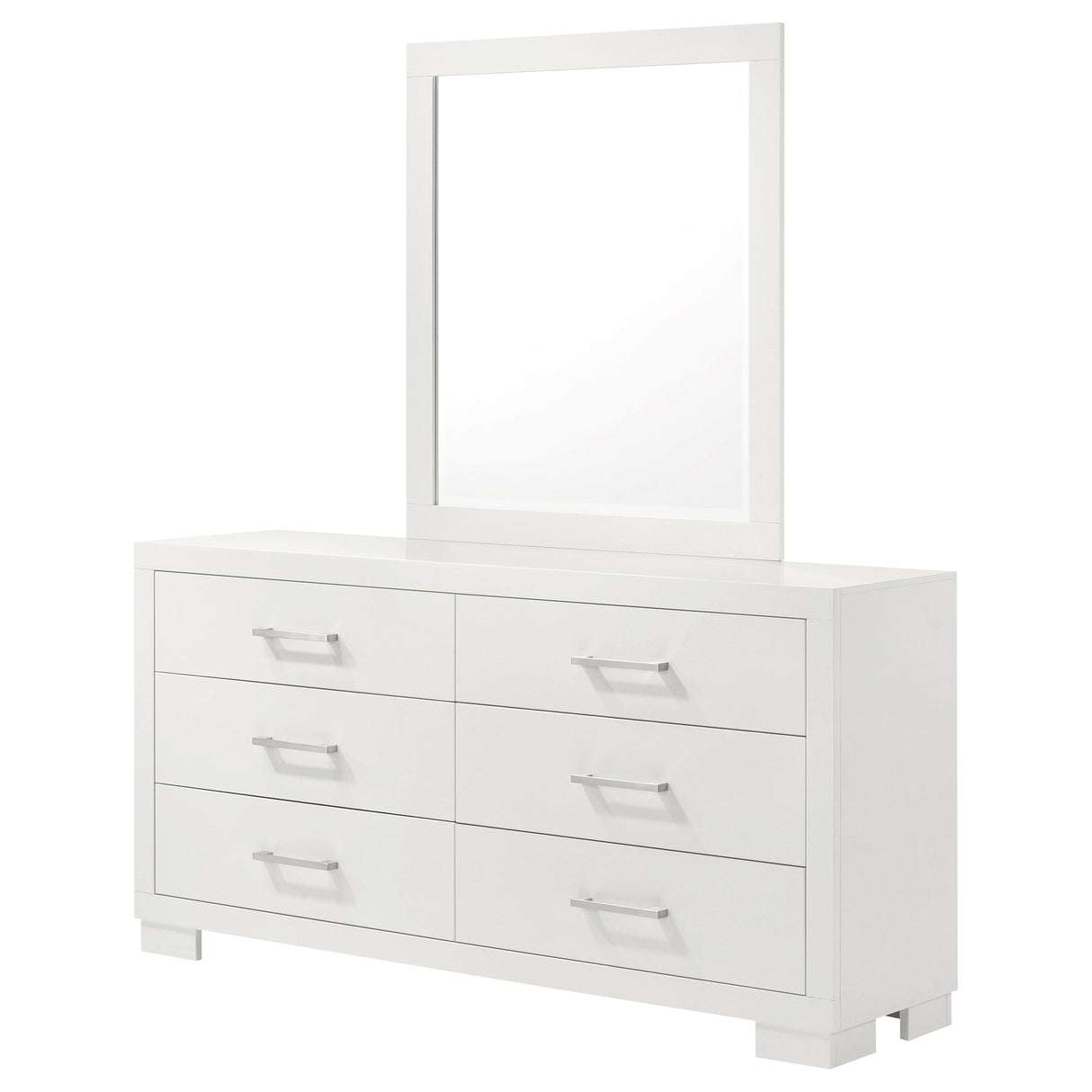 Jessica Snow White 6-Drawer Dresser With Mirror Cream