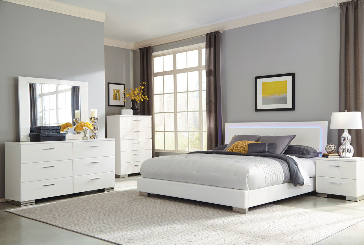 Felicity White High Gloss 5-Piece Queen Bedroom Set