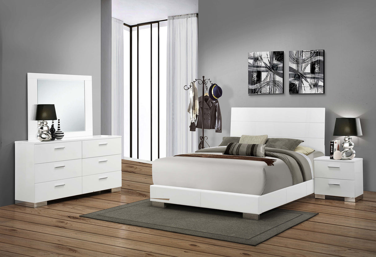 Felicity White High Gloss 4-Piece Eastern King Bedroom Set