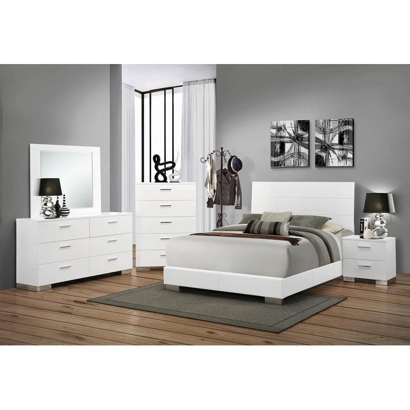 Felicity White High Gloss 6-Piece California King Bedroom Set