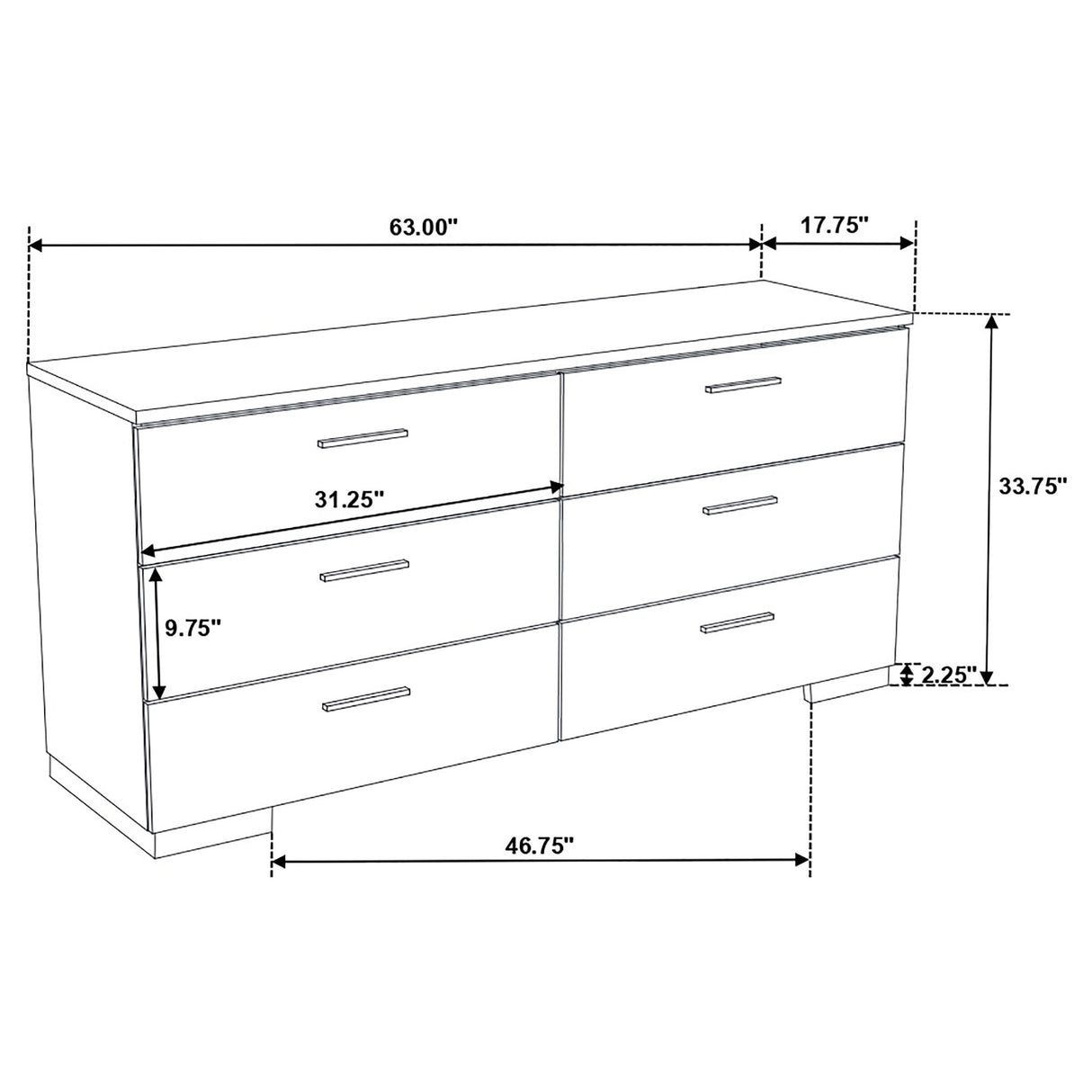 Felicity White High Gloss 5-Piece Queen Bedroom Set