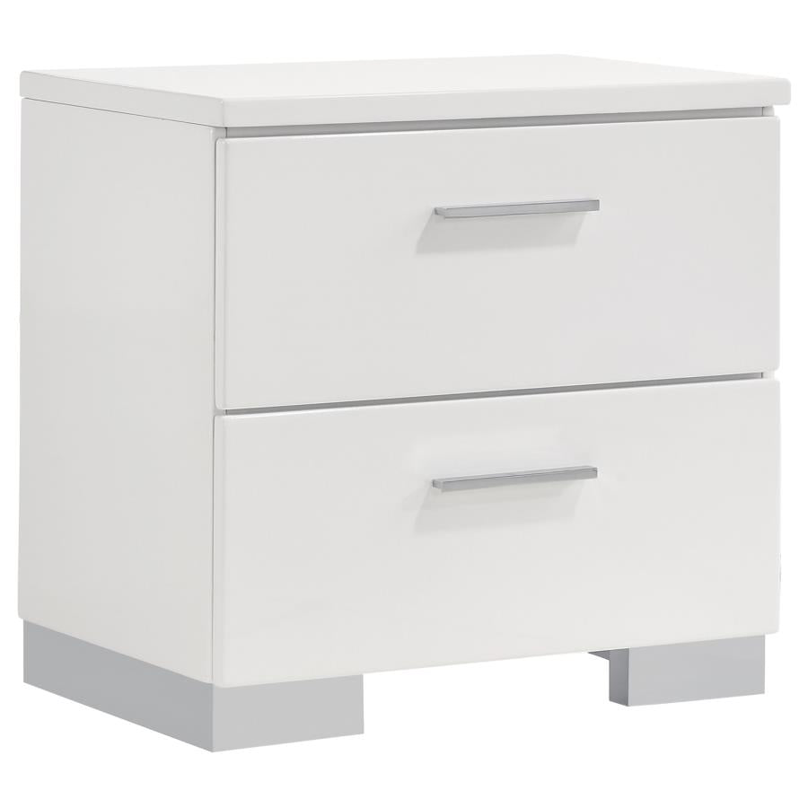 Felicity 2-Drawer Nightstand Glossy White