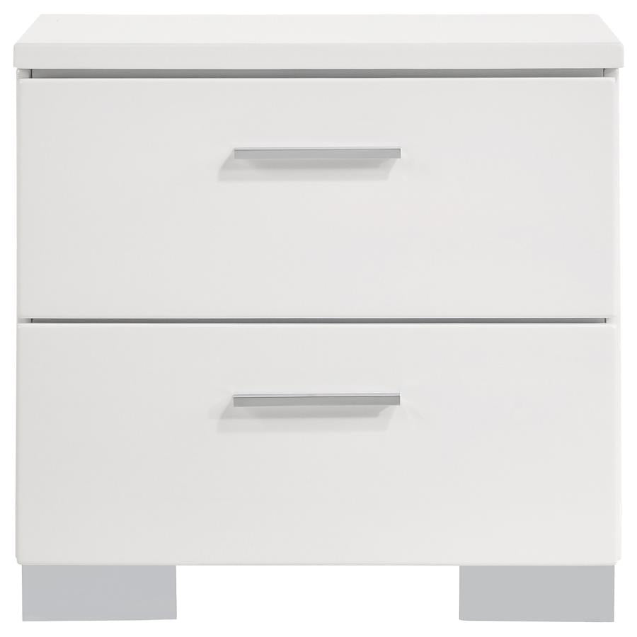 Felicity 2-Drawer Nightstand Glossy White