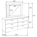 Felicity White High Gloss 6-Drawer Dresser With Led Mirror