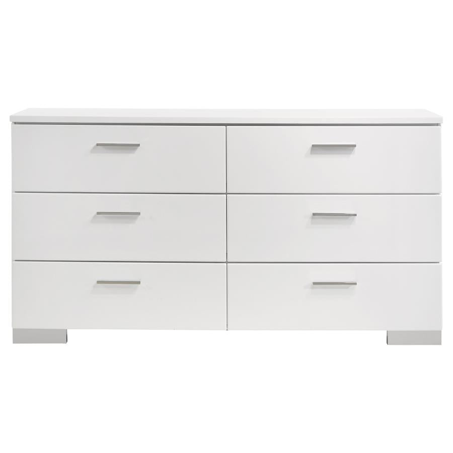 Felicity 6-Drawer Dresser Glossy White