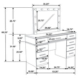 Felicity White High Gloss 9-Drawer Vanity Table Lighted Mirror Glossy