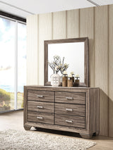 Kauffman Washed Taupe 6-Drawer Dresser With Mirror