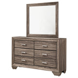 Kauffman Washed Taupe 6-Drawer Dresser With Mirror