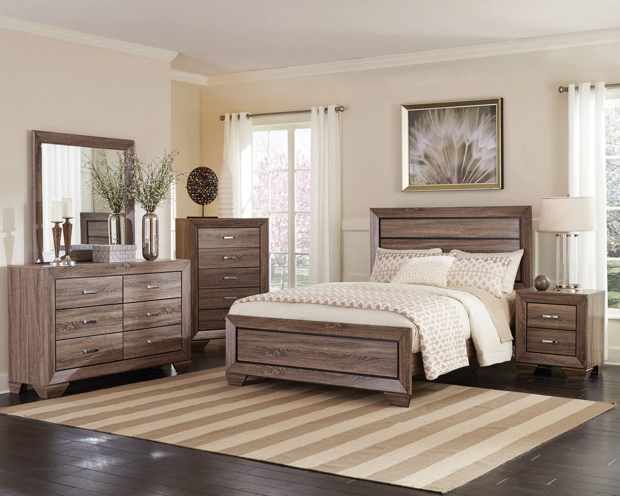 Kauffman Washed Taupe 6-Drawer Dresser With Mirror