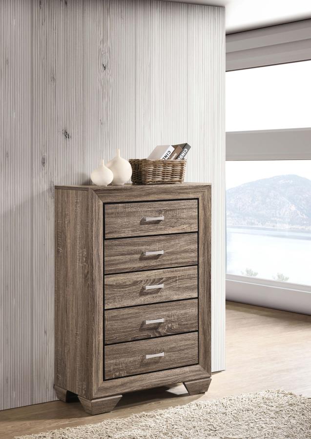 Kauffman 5-Drawer Chest Washed Taupe