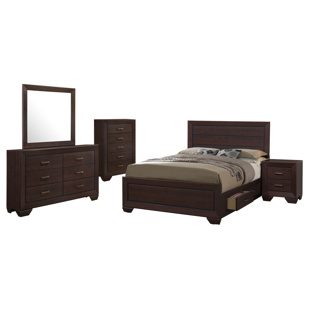 Kauffman Dark Cocoa 5-Piece California King Bedroom Set