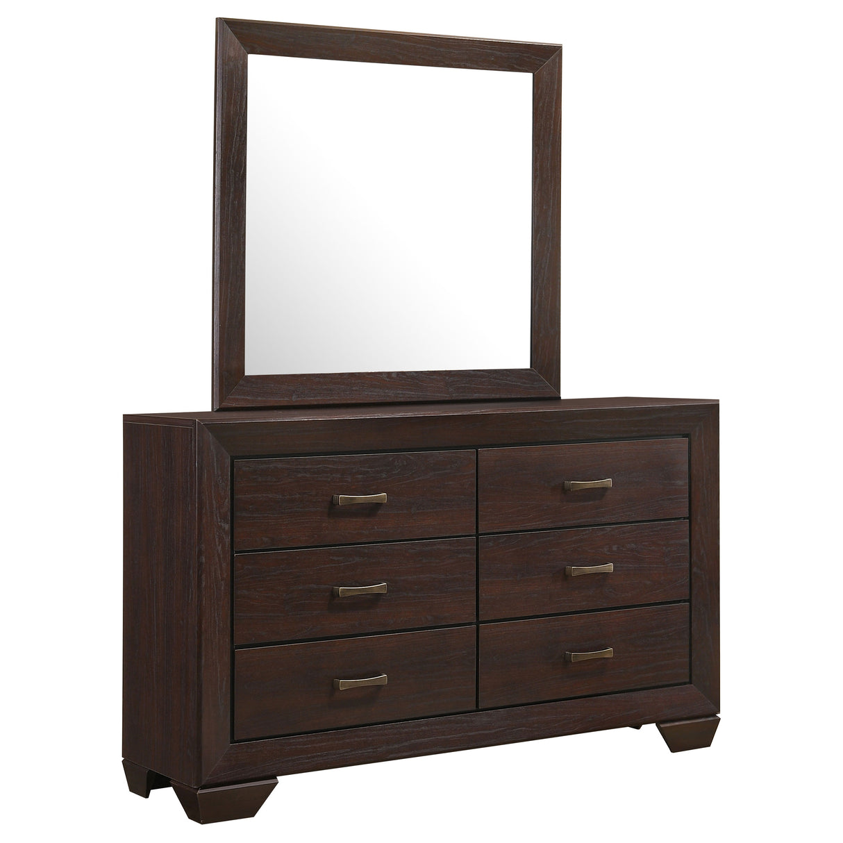 Kauffman Dark Cocoa 6-Drawer Dresser With Mirror