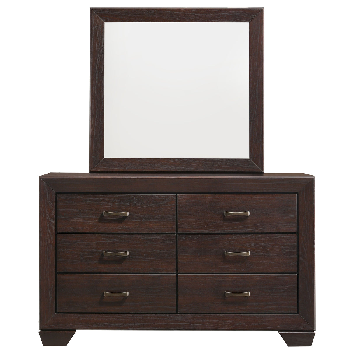 Kauffman Dark Cocoa 6-Drawer Dresser With Mirror