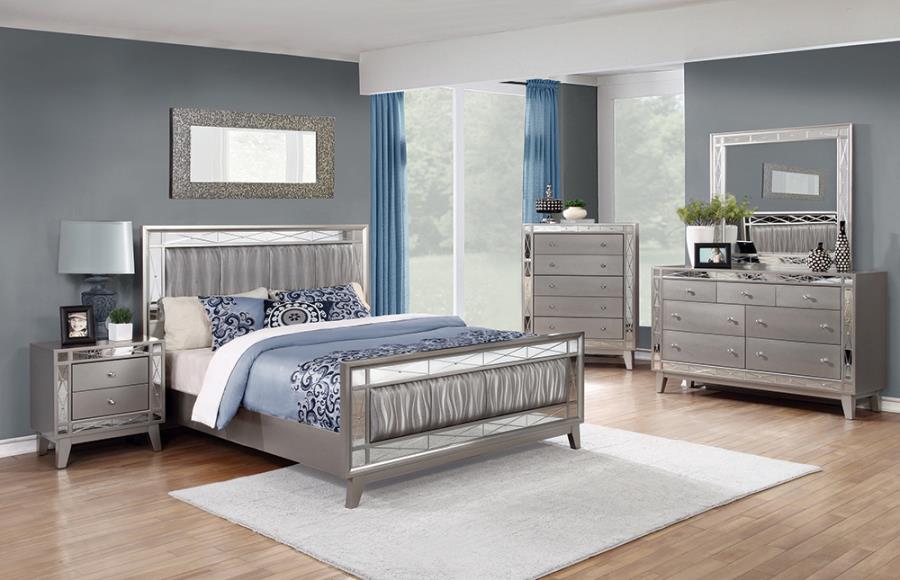 Leighton Metallic Mercury 4-Piece Full Bedroom Set