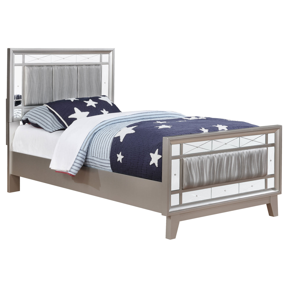 Leighton Metallic Mercury 4-Piece Twin Bedroom Set