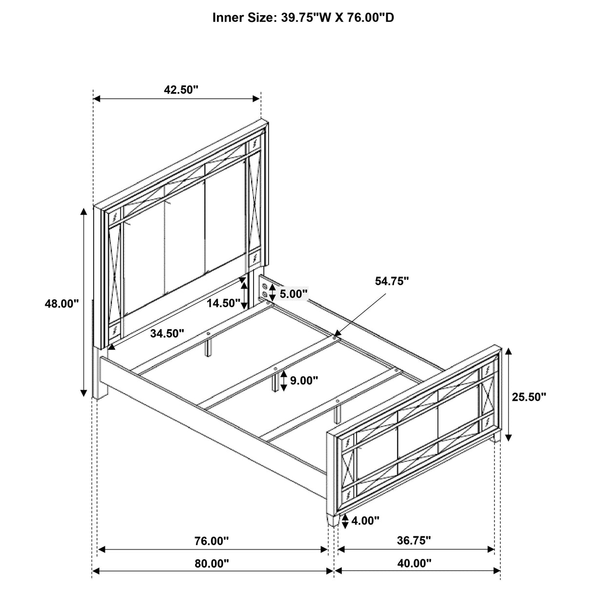 Leighton Metallic Mercury 4-Piece Twin Bedroom Set