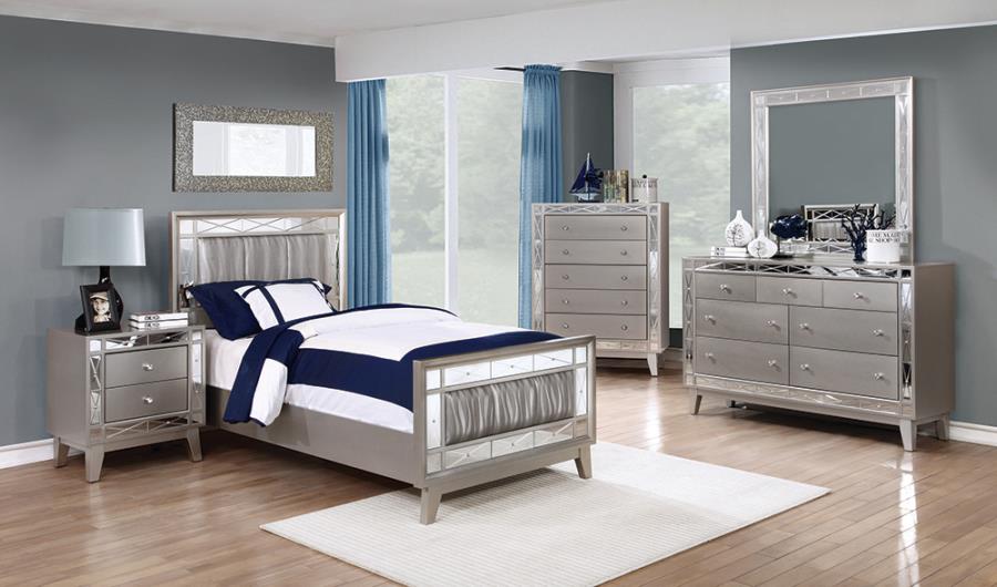 Leighton Metallic Mercury 4-Piece Twin Bedroom Set