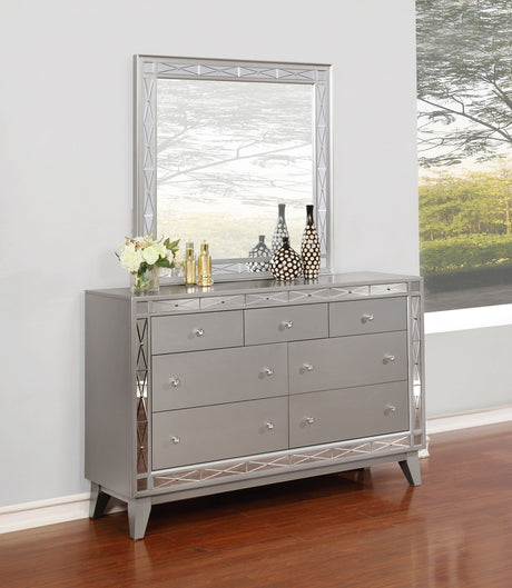 Leighton Metallic Mercury 7-Drawer Dresser With Mirror