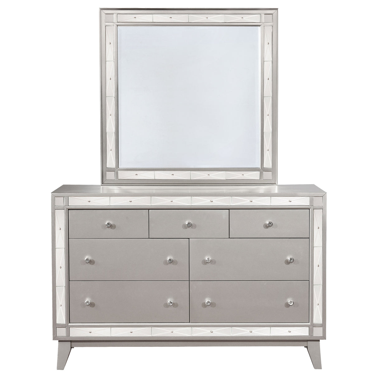 Leighton Metallic Mercury 7-Drawer Dresser With Mirror