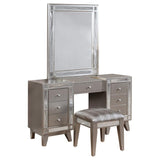 Leighton Metallic Mercury Vanity Table Set With Stool