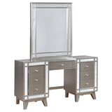 Leighton Metallic Mercury Vanity Table Set With Stool