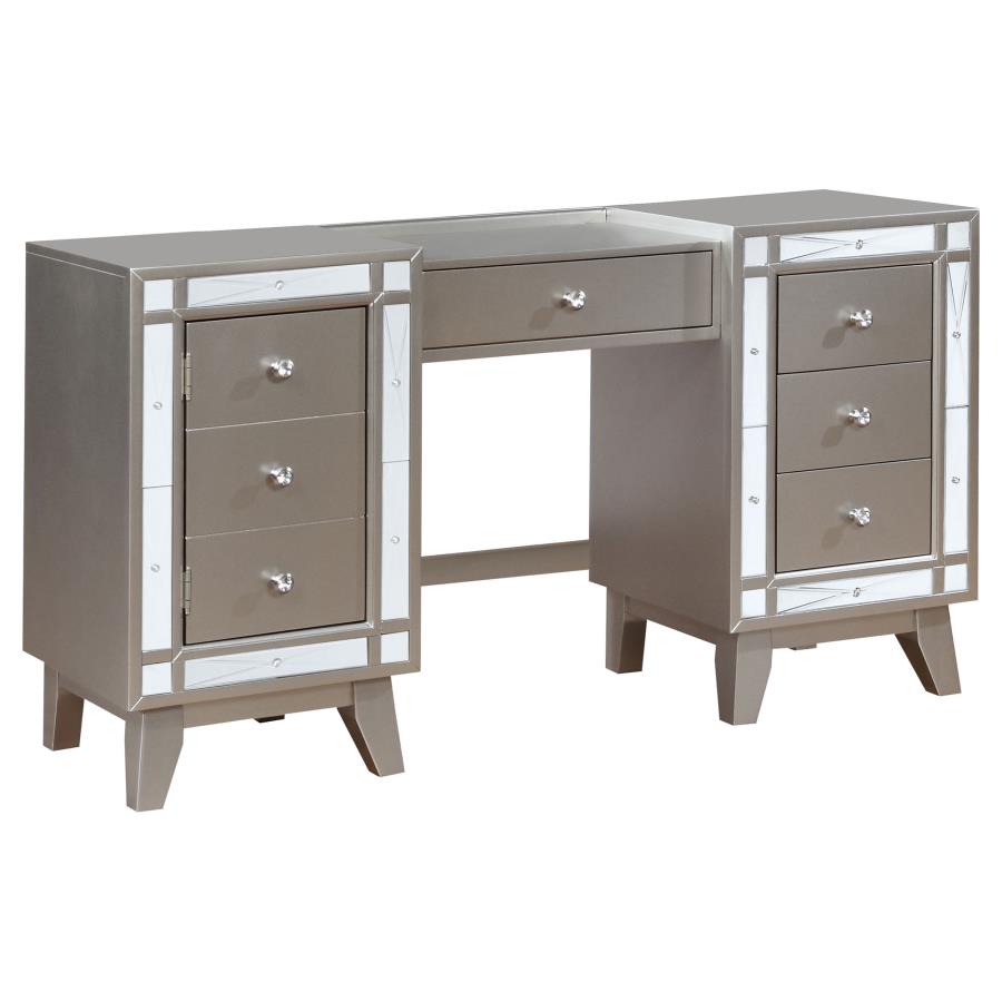 Leighton Vanity Desk And Stool Metallic Mercury