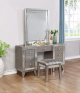 Leighton Vanity Desk And Stool Metallic Mercury