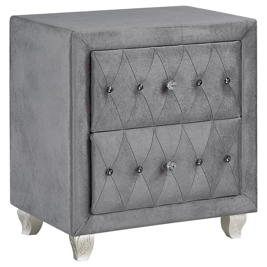 Deanna 2-Drawer Rectangular Nightstand Grey