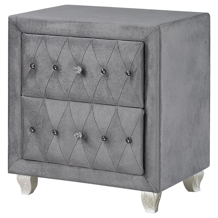 Deanna 2-Drawer Rectangular Nightstand Grey