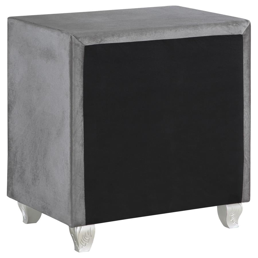 Deanna 2-Drawer Rectangular Nightstand Grey