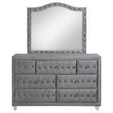 Deanna Grey 7-Drawer Upholstered Dresser With Mirror