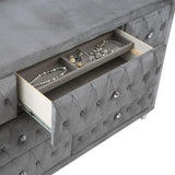 Deanna Grey 7-Drawer Upholstered Dresser With Mirror