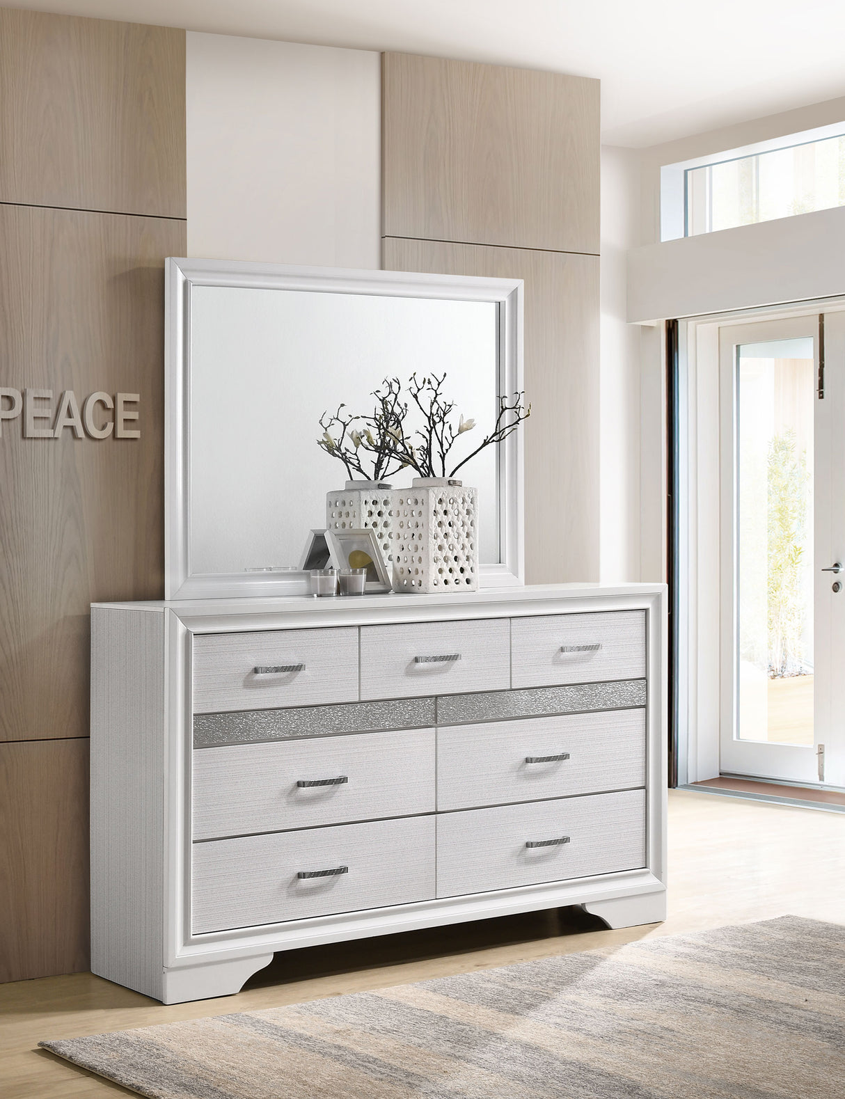 Miranda White 7-Drawer Dresser With Mirror