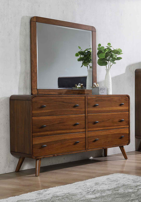 Robyn Dark Walnut 6-Drawer Dresser With Mirror