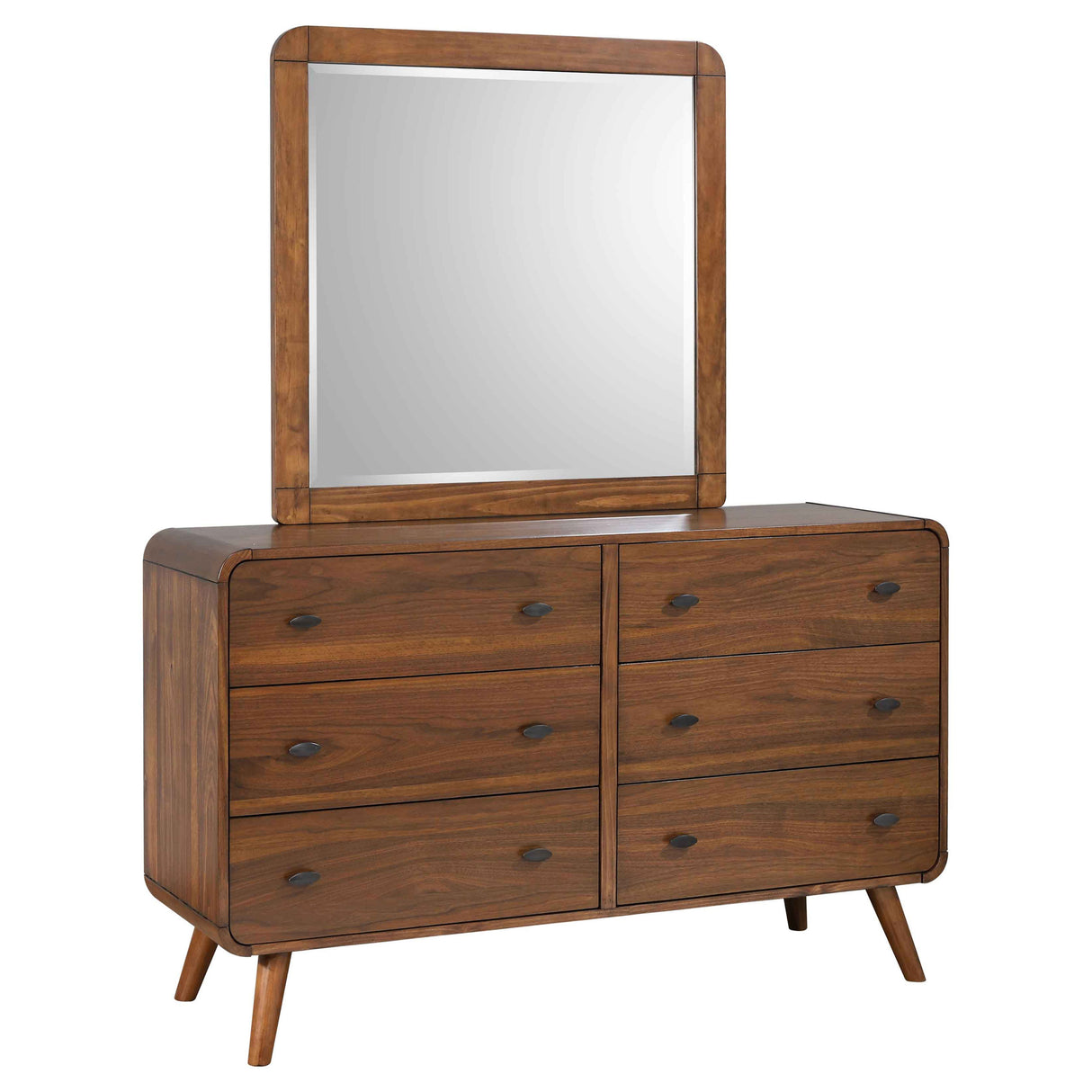 Robyn Dark Walnut 6-Drawer Dresser With Mirror