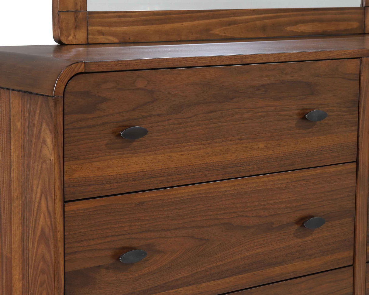 Robyn Dark Walnut 6-Drawer Dresser With Mirror